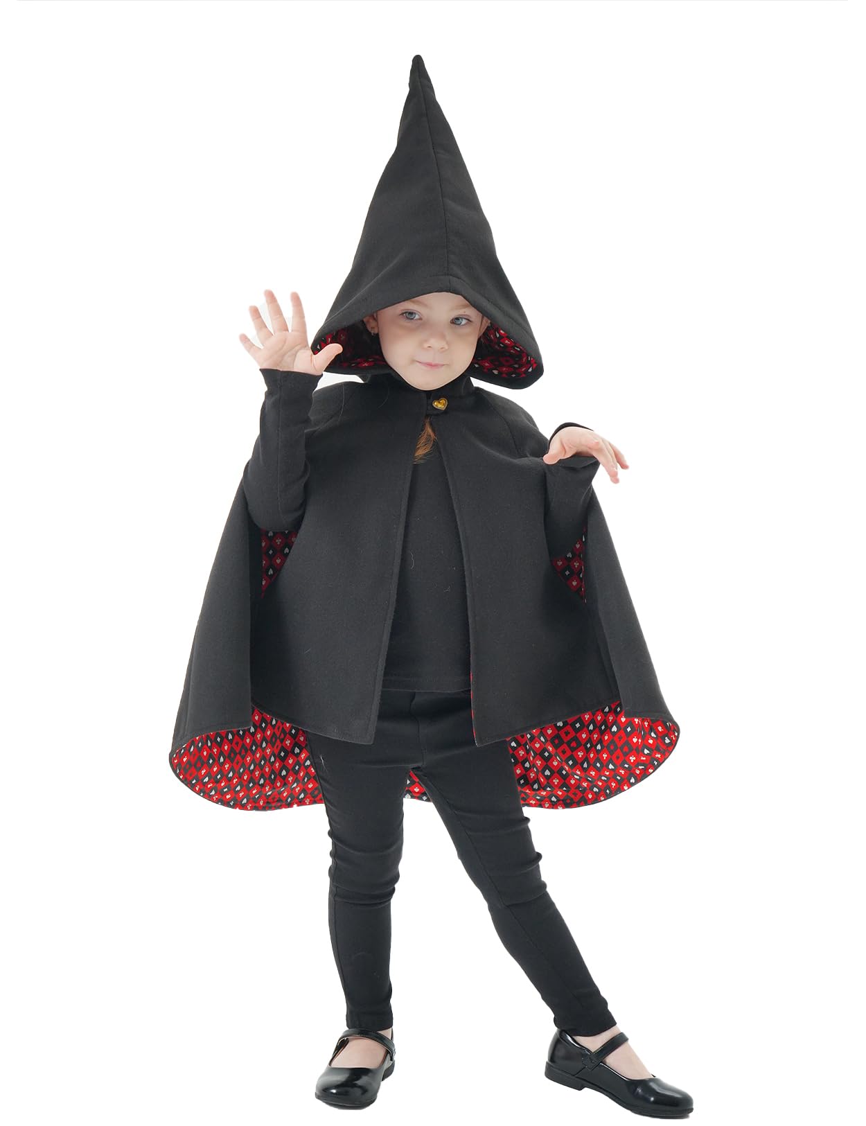 BEAUTELICATE Czerwony Kapturek peleryna z kapturem krótka dziecięca ciepła kurtka płaszcz zimowy ponczo peleryna czerwony kapturek kostium karnawałowy na Halloween, karnawał, Boże Narodzenie, 2-12 lat