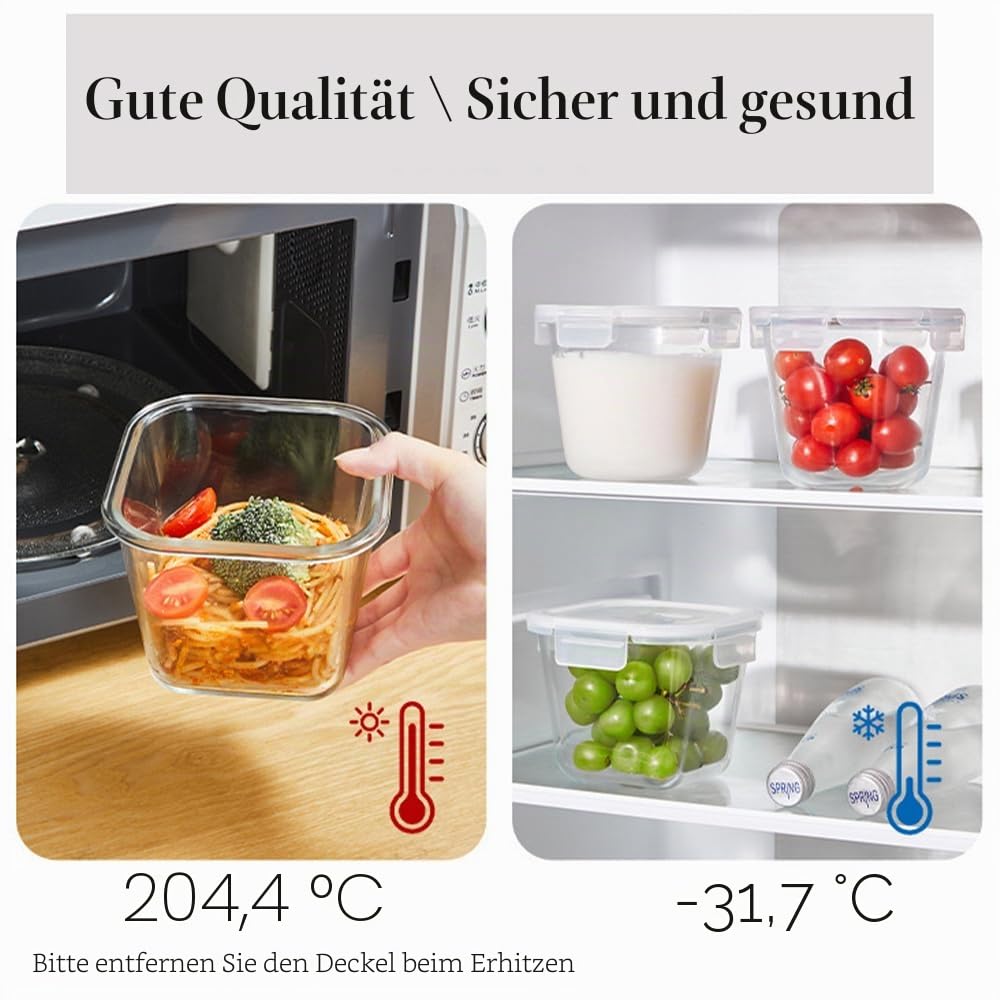 H.JSS WDJS Glasbehälter mit Deckel für Suppe，Frischhaltedose aus Glas, Glasschüssel Mit Deckel Glas Meal Prep Vorratsdosen für Lebensmittel… – Ansicht 4