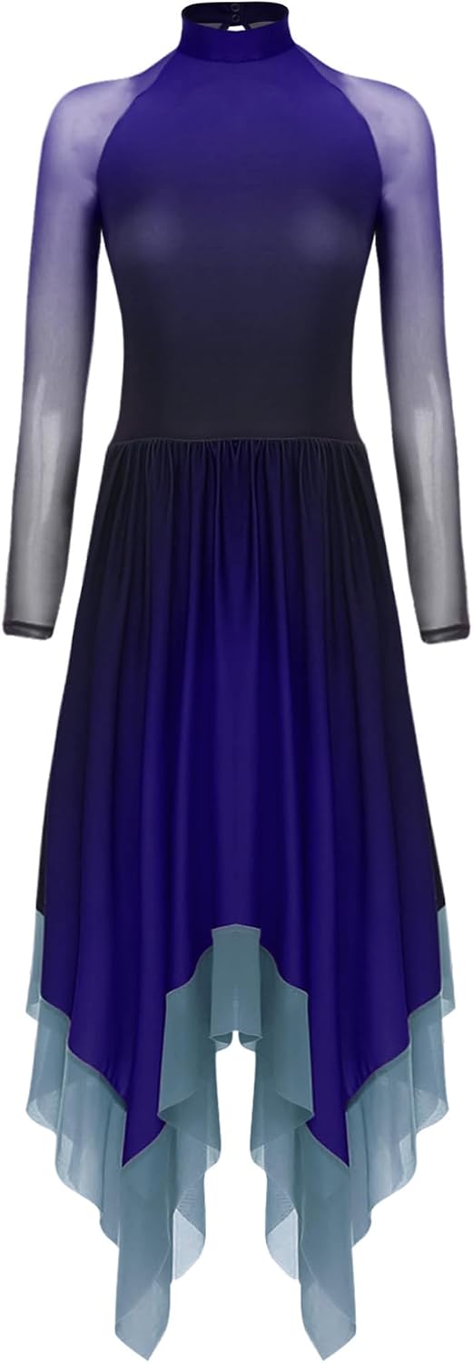 JEATHA Womens Modern Ballet Lyrical Dance Costume Long Sleeve Waltz Ballroom Performance Dance Dresses