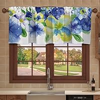 Vista 13 de Cortina cenefa, patrón japonés floral, cortinas de cocina, con bolsillo para cortina, cenefa de tratamiento para ventana de baño, 42 x 18 pulgadas