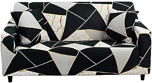 Miniatura 33 de HOOBUY Funda de sofá estampada elástica para sillón de 2 plazas y sofá biplaza con dos fundas de almohada gratis 13# (2 plazas/Sofá biplaza) Gris