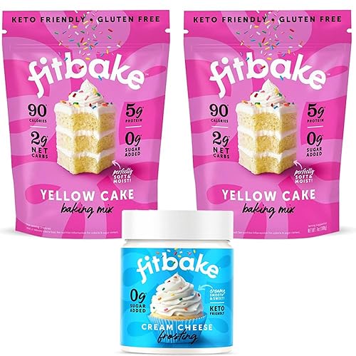 FitBake Paquete de mezcla para hornear pastel amarillo y glaseado de queso crema, 0.00 oz a 0.07 oz de carbohidratos netos por porción  Alimentos disponible en Yaxa Venezuela