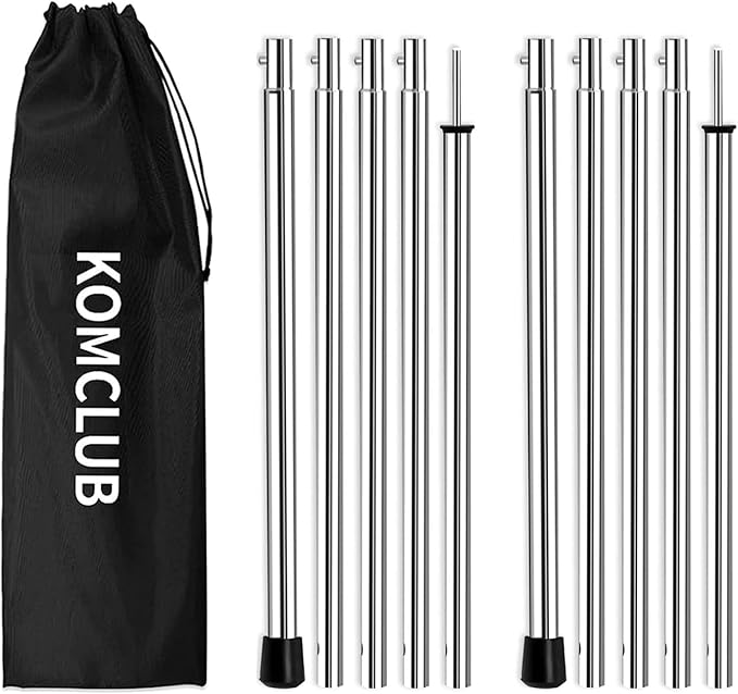 Telescoping Tent Poles Adjustable Tarp Poles Camping Stainless Steel