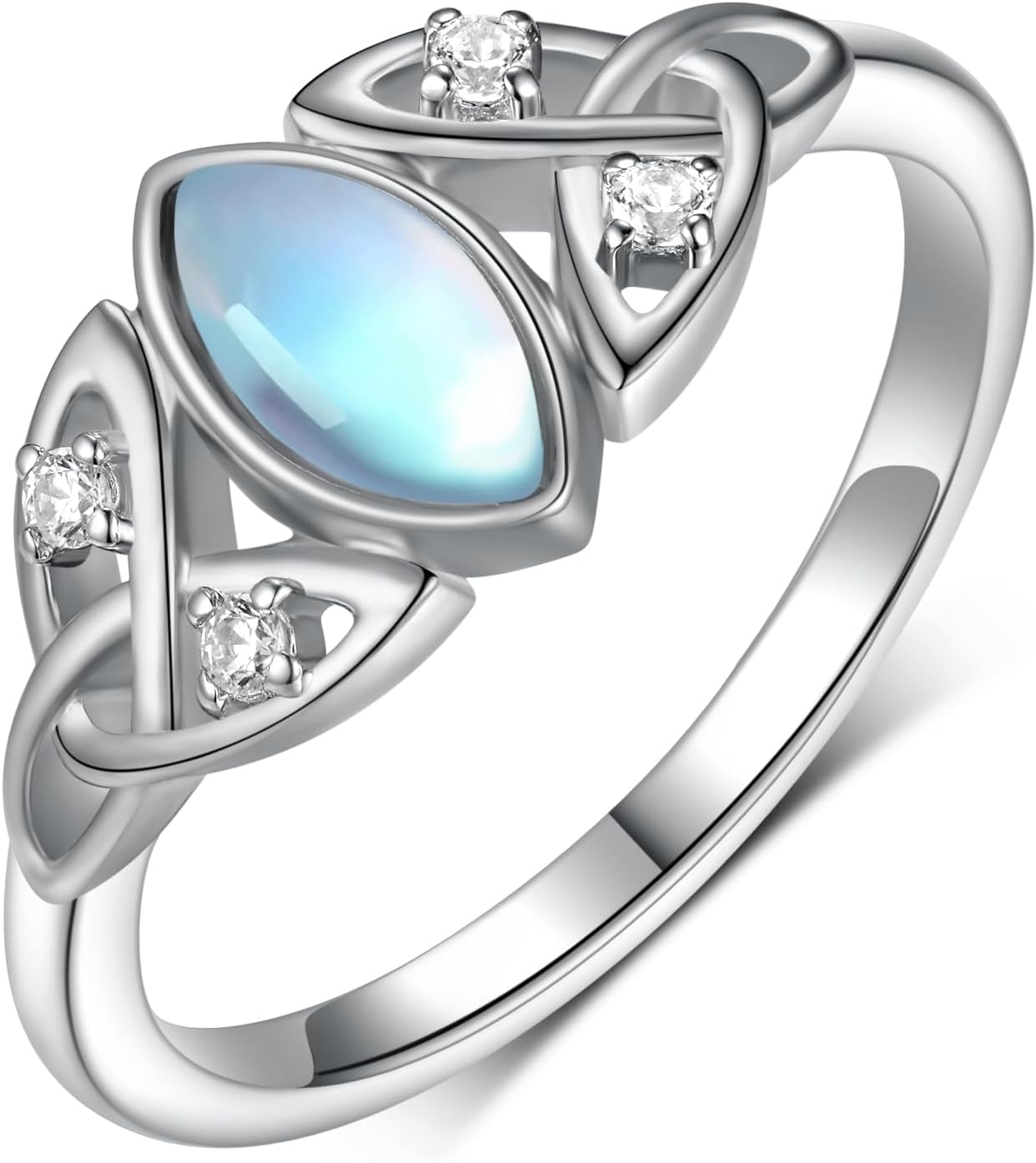 925 Sterling Silver Celtic Knot Ring With Moonstone - Irish Jewelry Gifts for Women and Mom