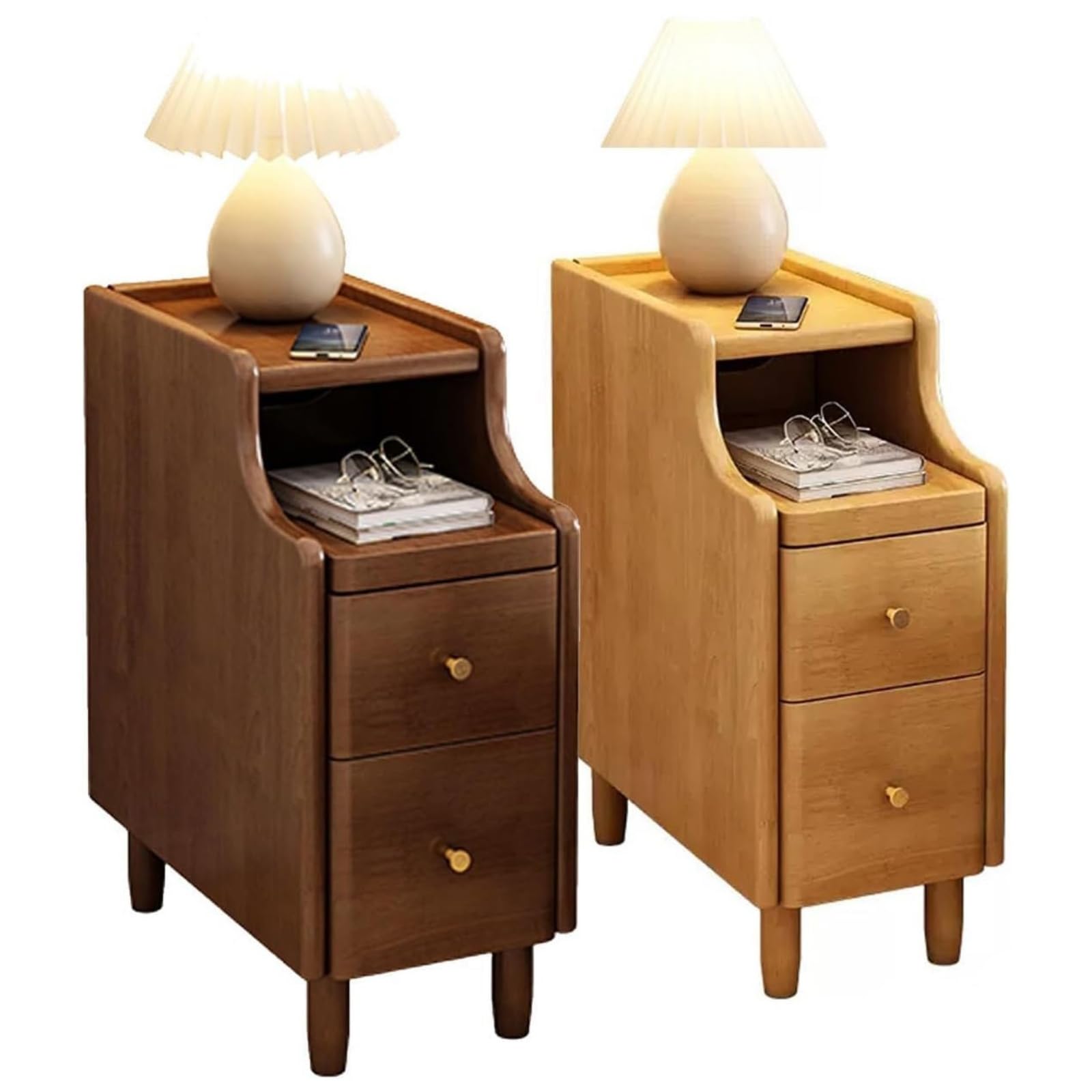 Sleek Narrow Nightstand with Drawers Stylish Bedside Table for Bedroom Compact 25 cm Design Available in Black and White Ideal Small Spaces