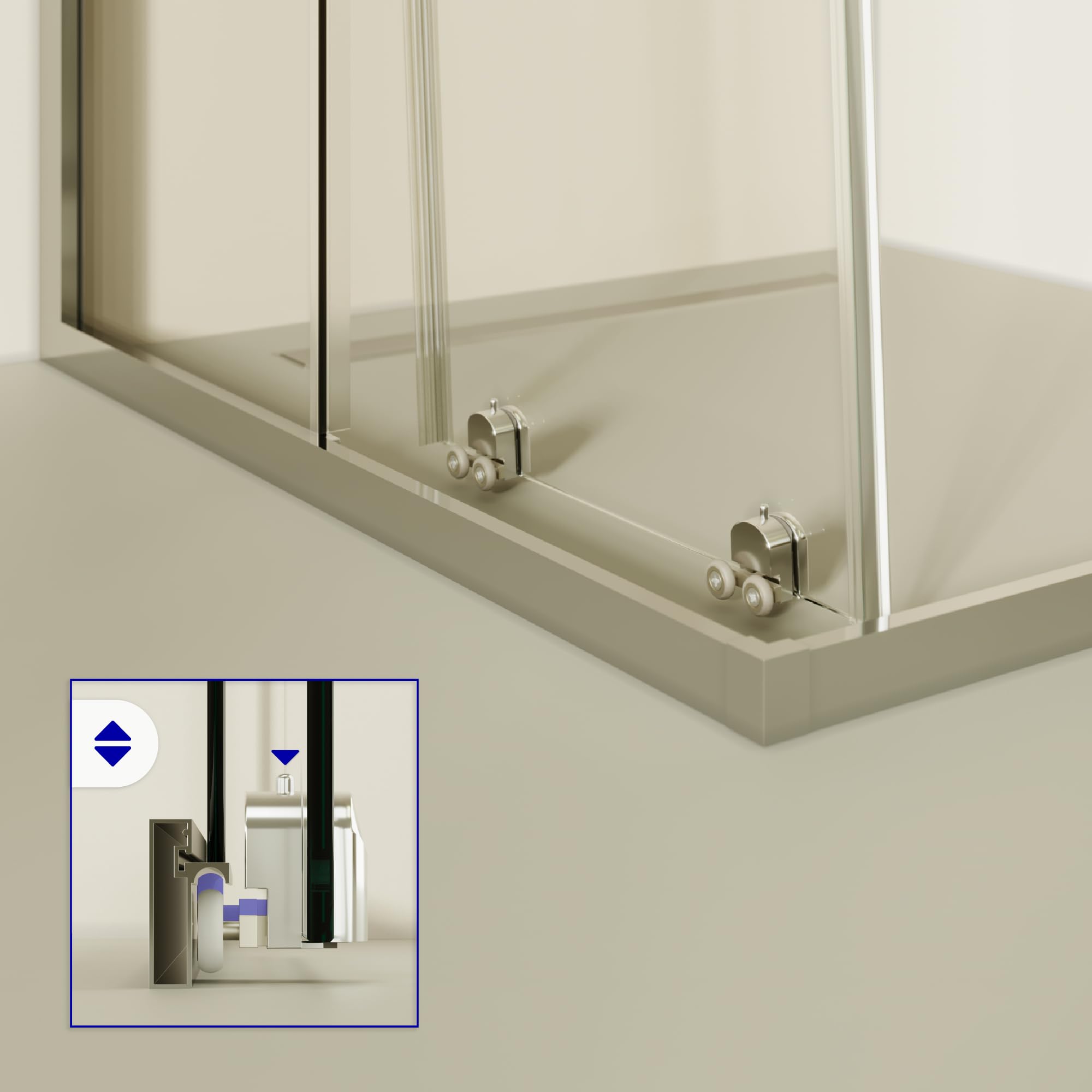 Mampara de Ducha Dora 100x100x190cm, REVERSIBLE, Puerta Corredera, Ajuste 97.5-99.5x97.5-99.5cm, Perfiles Cromados, Cristal Templado Transparente 6mm