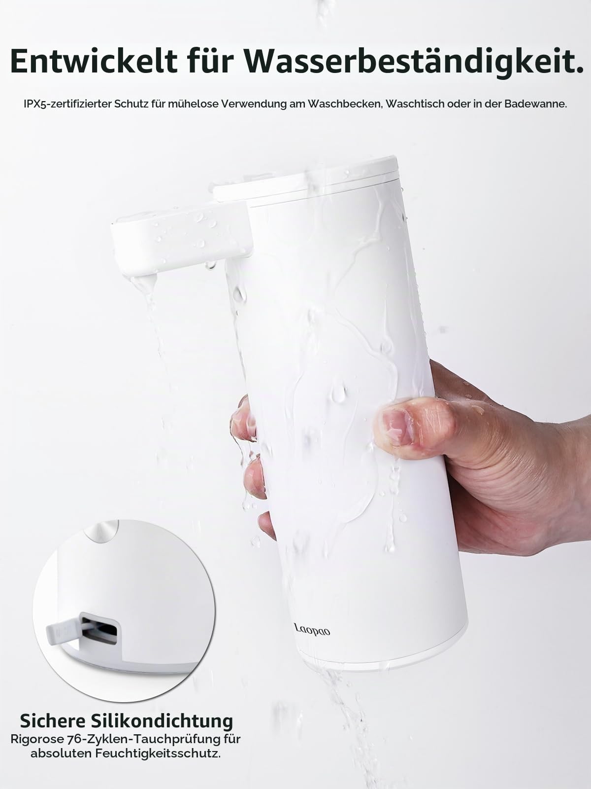 Seifenspender Automatischer Edelstahl Flüssigseifenspender Elektrischer: Seifenspend Automatisch Flüssig mit Sensor Infrarot - USB-C Aufladung Soap Dispenser Set für Bad,Küche, Büro Weiß