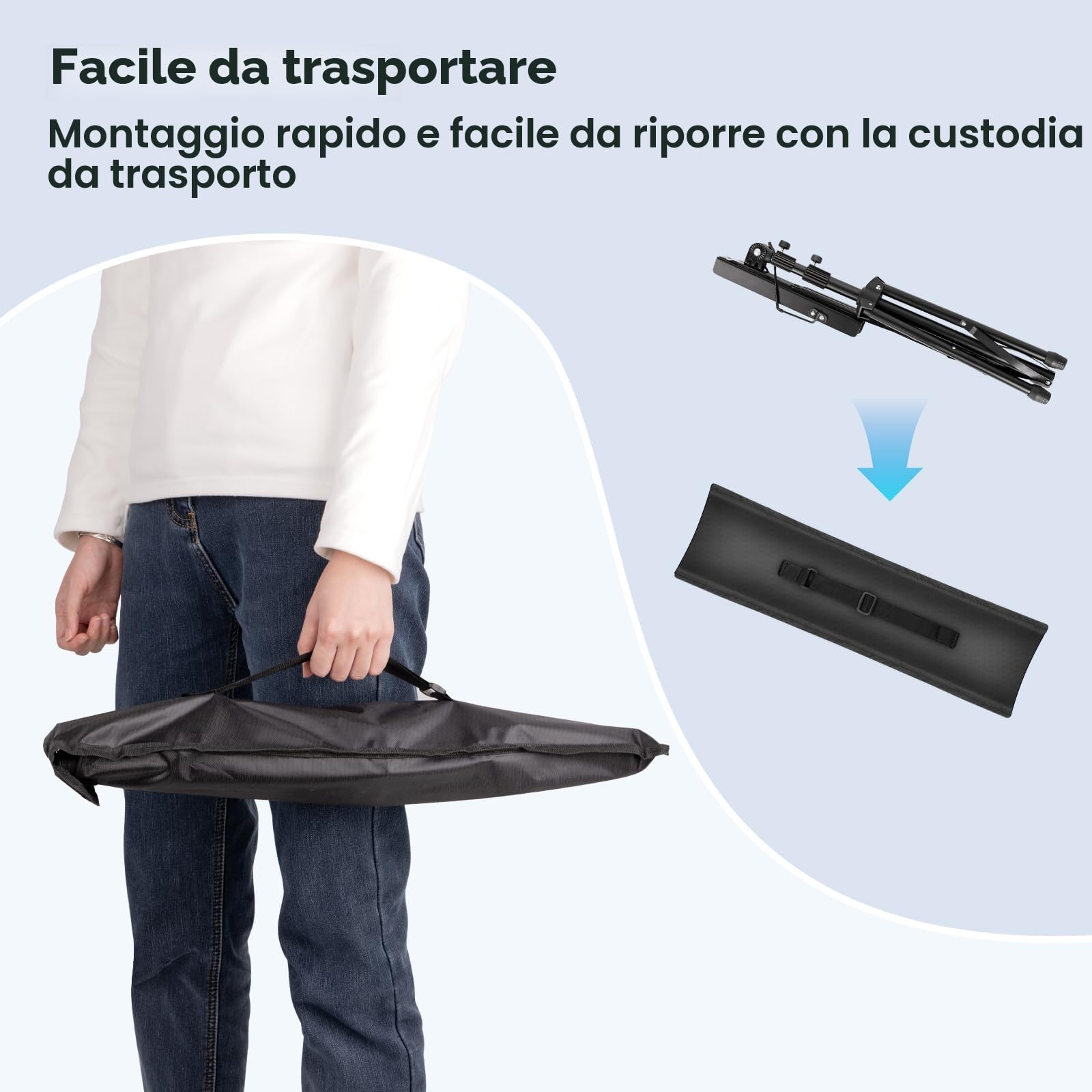 New Bee 2 in 1 Leggio Musicale Pieghevole Altezza Regolabile Porta Spartiti Musicali Leggio da Tavolo con Borsa