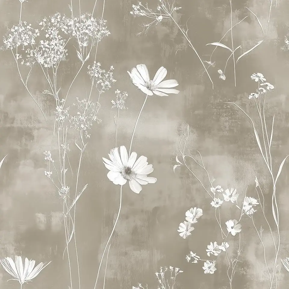 Papel de Parede Floral para Quarto, Sala e Cozinha – Vinílico Adesivo Impermeável, Fácil Aplicação, Decoração de Interior, Estampa Romântica e Elegante (Floral 1001)