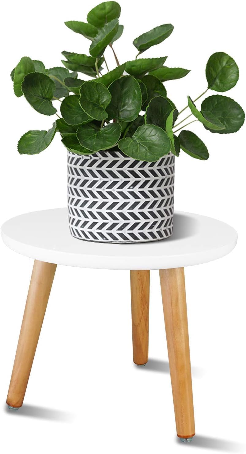 Kundi Elegant Vintage Wooden Folding Table - Round Shape, Ideal for Living Room, Kids Play Area, End Table, Plant Stand, or Stool (White) (B0D96P4QZR) Amazon Price History, Amazon Price Tracker