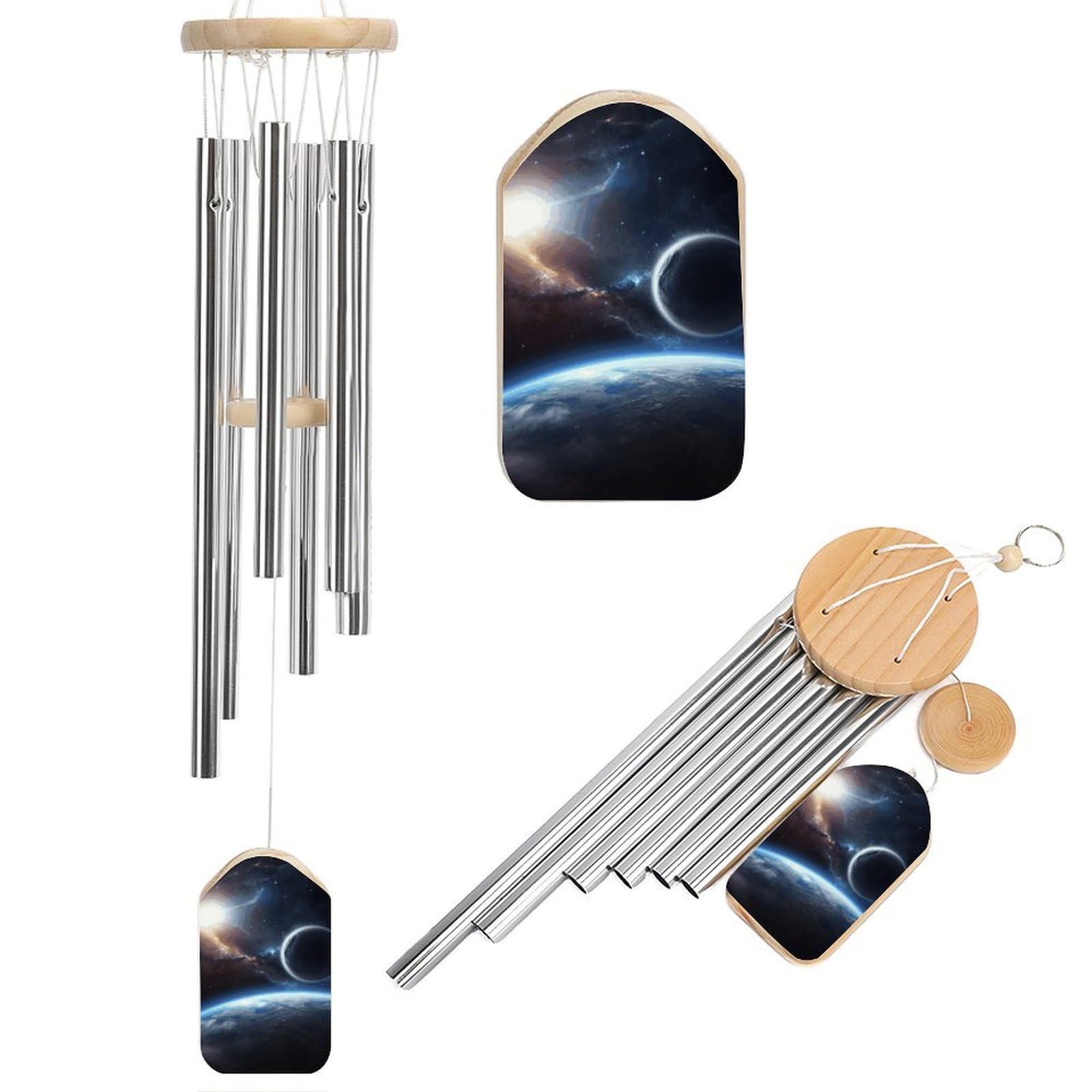 Planet Wind Chimes for Outside House Warming Gifts, Deep Tone Soothing Melodic Tones Windchimes, Memorial Wind Chime for Home Garden Decoration Aluminium Large Wind Chimes