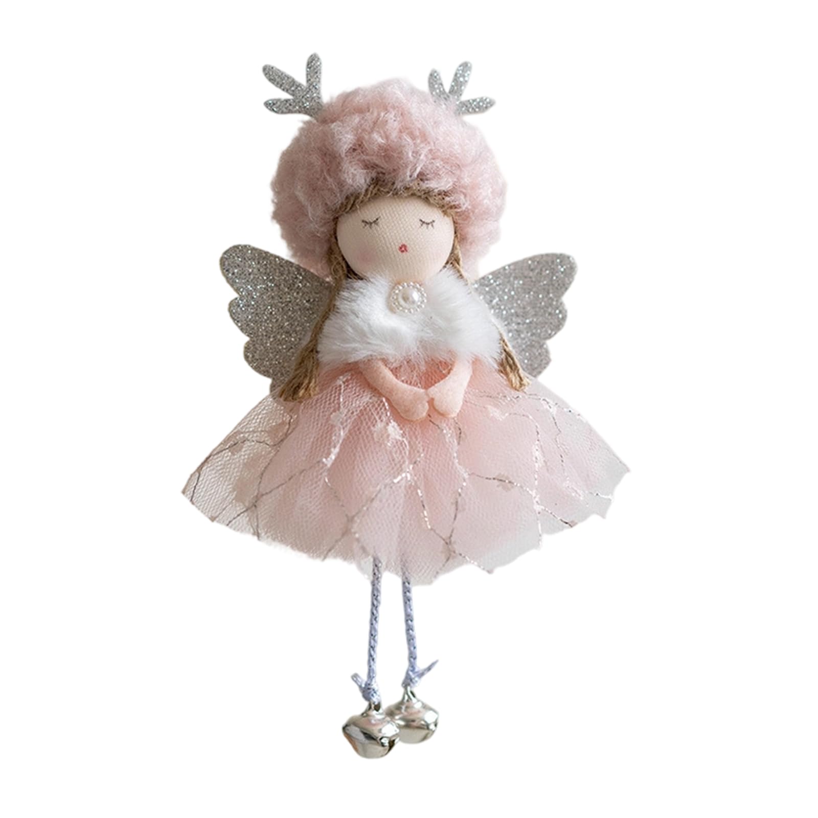 Plush Angelic Deer Antlers Christmas Ornament Easy to Hanging Decorative Piece for Tree Gifts and Festival Displays Soft Festival Angelic Ornament