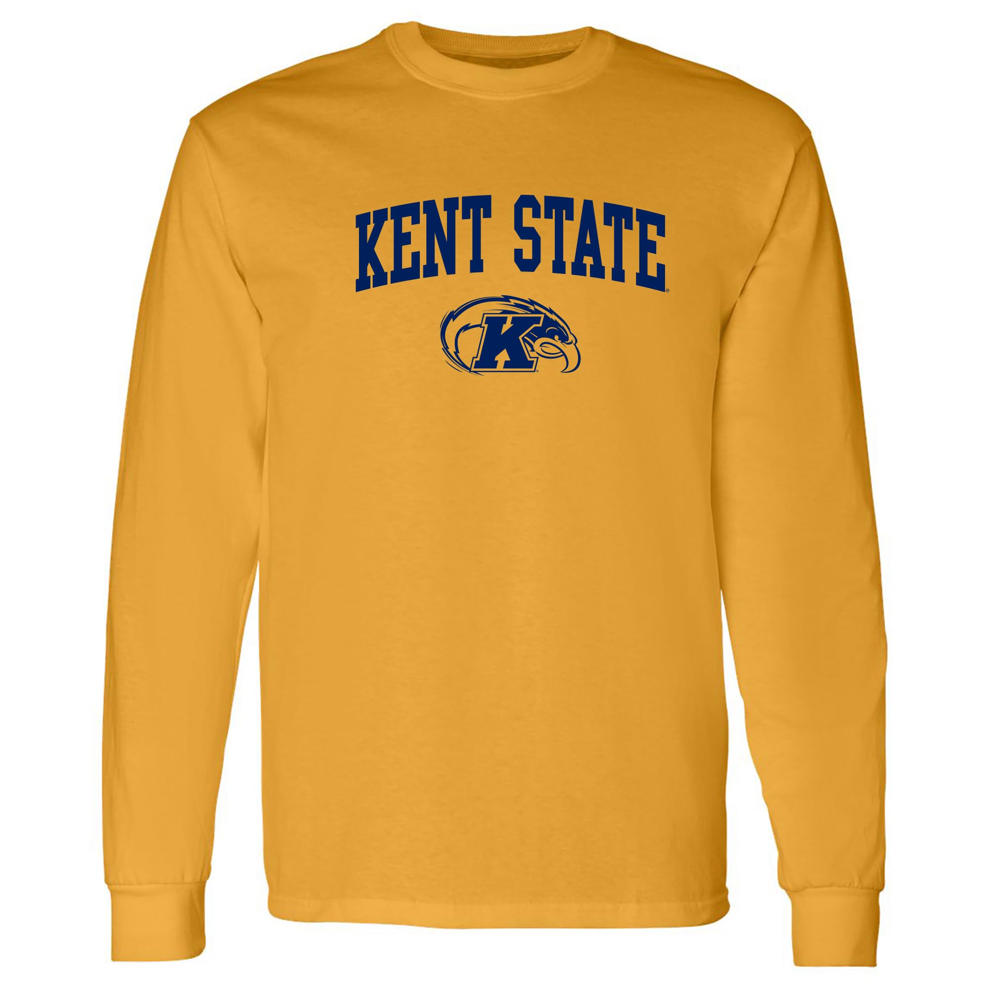 NCAA Officially Licensed College - University Team Color Arch Logo Long Sleeve, Kent State Golden Flashes Gold, XL