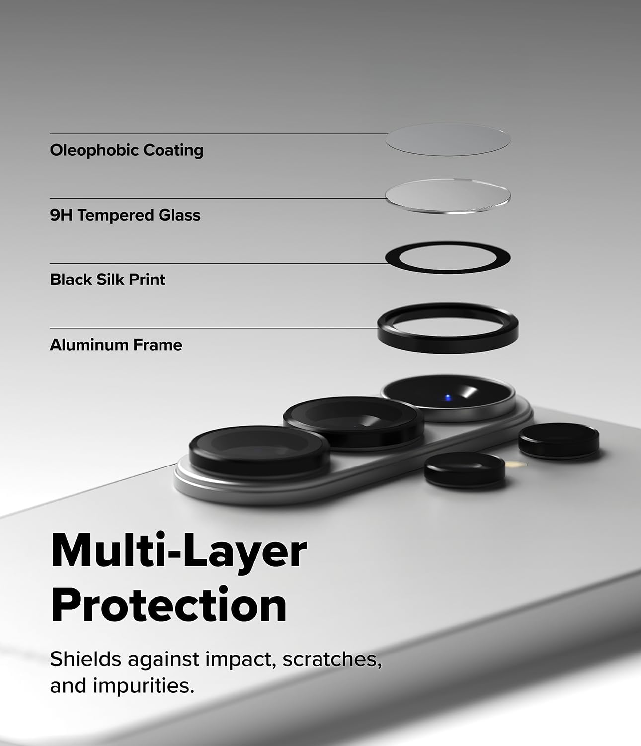 Ringke Camera Lens Frame Glass for Samsung Galaxy S26 Ultra Camera Lens Protector [Individual Lens Covers] Tempered Glass Covers and Aluminum Alloy Frames - 2 Pack