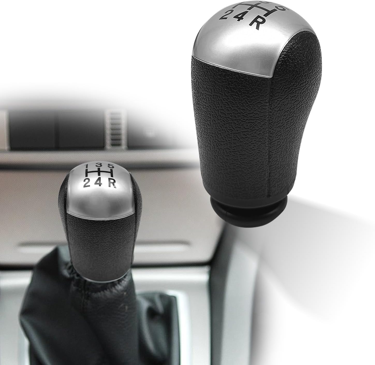 Carbon Fiber Gear Shift Knob Cover Compatible with Ford Escape Kuga Focus Fiesta mk7 2008-2013, 5 Speed Manual Transmission Shifter Lever Knob Head Replacement Parts Black
