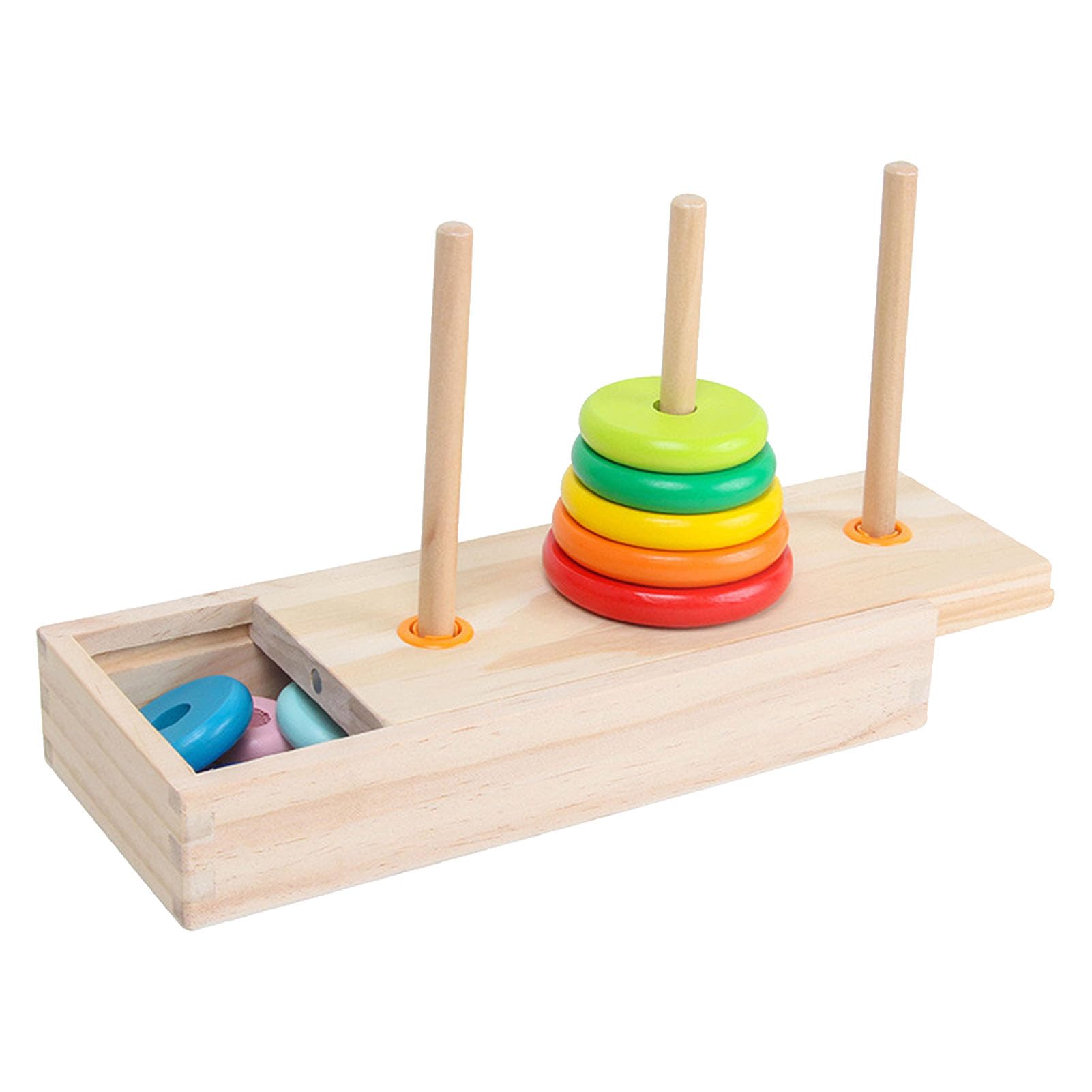 Tower of Hanoi, 10 Rings Puzzle Wooden Logic Toy with Storage Box Logic Puzzle Brain Teaser Intellectual Toy for Kids (Large Size)
