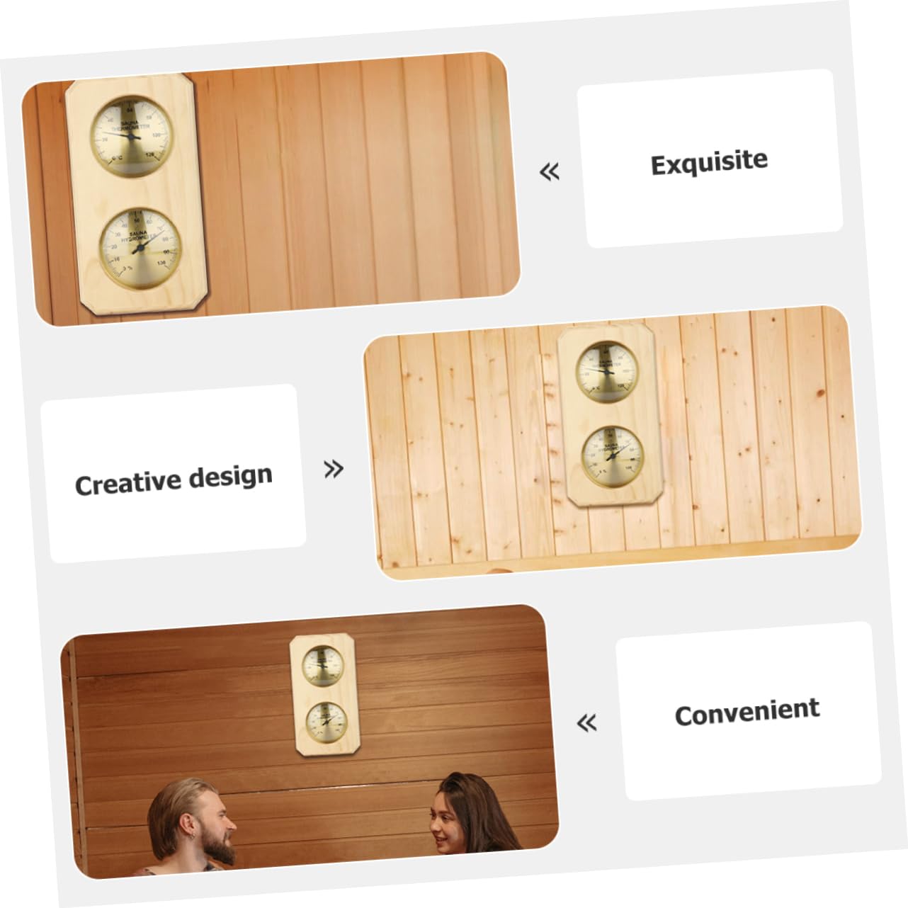 BESPORTBLE Termometro e Igrometro da Sauna in Legno, Rilevatore Umidita a Parete, Lettura Rapida e Alta Precisione, 0-120℃ e 0-100% per Uso Interno