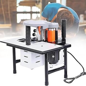 1200W Portable Woodworking Edge Bander Machine, Benchtop Edge Banders Double Sided Glued, Curved Straight Edge Banders for 0.3-3mm Thickness 10-60mm Width