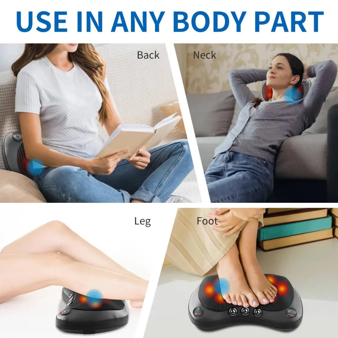 Massaggiatore Cervicale con Funzione Riscaldante – Design Ergonomico e Compatto – Silenzioso e Portatile con Borsa Inclusa – Allevia Dolori Muscolari e Tensioni al Collo e Spalle