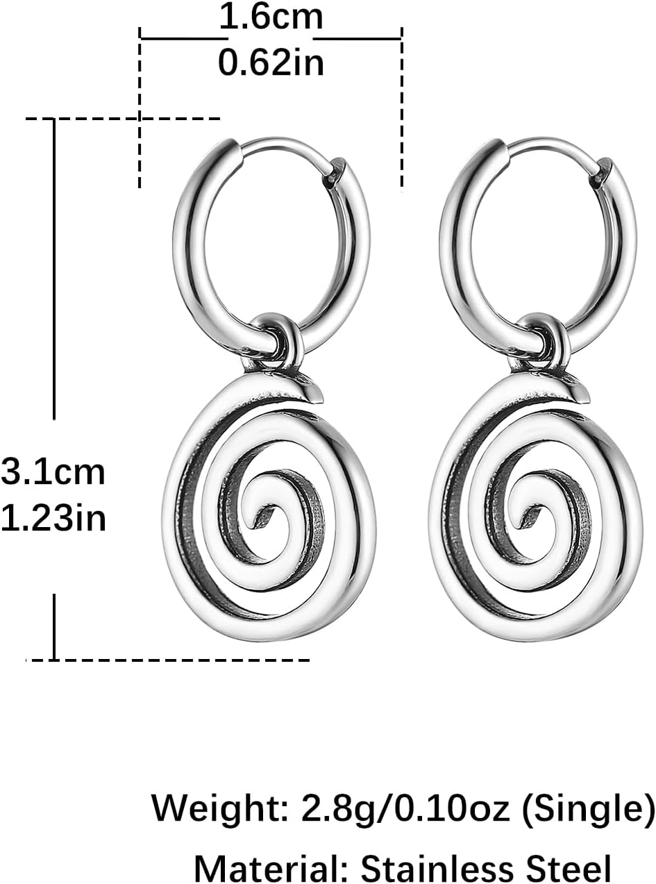 HZMAN Geometric Dangle Drop Earring for Men Women Stainless Steel Lightweight Hinged Huggie Hoop Earring Jewelry Gift - Image 6
