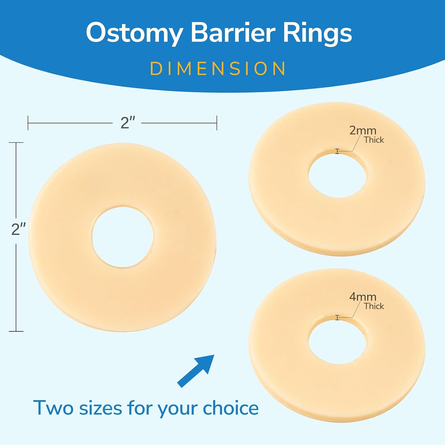 30 PCS Ostomy Barrier Rings, 2 mm Thickness Moldable Ostomy Rings Medical Grade Hydrocolloid Adhesive Barrier Rings Better Seal for Ostomy Bags (3 Box of 30)