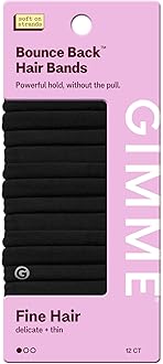Beauty Fine Hair Elastic Bands - Slim-Fit Elastic Ties for Fine, Brittle, or Bleached Hair - No-Dent, Gentle-Grip Ponytail Holders for All-Day Comfort - 12 Pack, Black