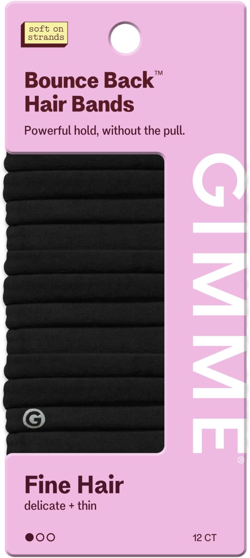 Beauty Fine Hair Elastic Bands - Slim-Fit Elastic Ties for Fine, Brittle, or Bleached Hair - No-Dent, Gentle-Grip Ponytail Holders for All-Day Comfort - 12 Pack, Black