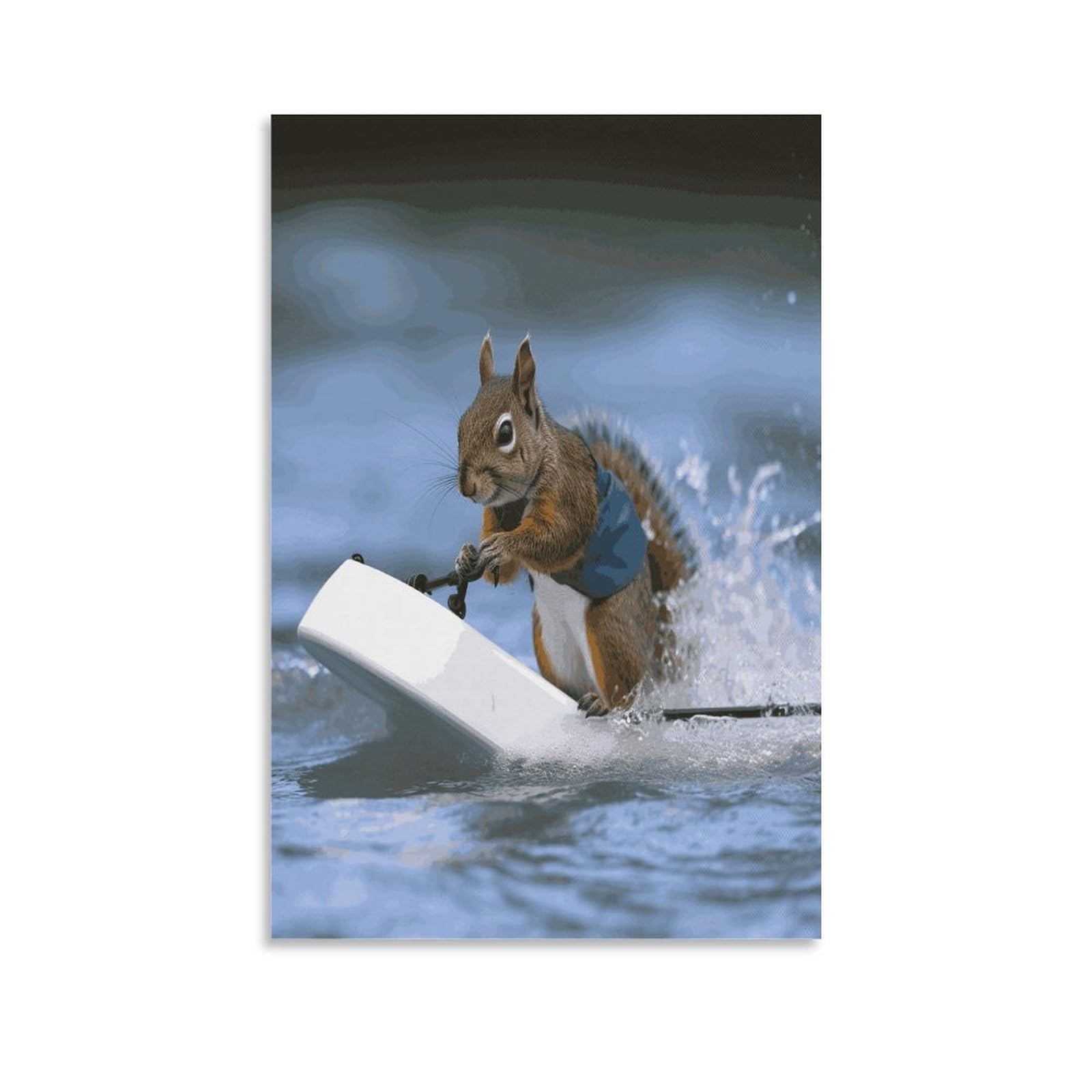 LDGSUPH Water Skiing Squirrel Canvas Wall Art Prints Hangable Decor Painting for Wall Prints Painting Artwork Modern Decorative Artwork Ready to Hang Wall Pictures for Home Decor 20x30inch(50x75cm)