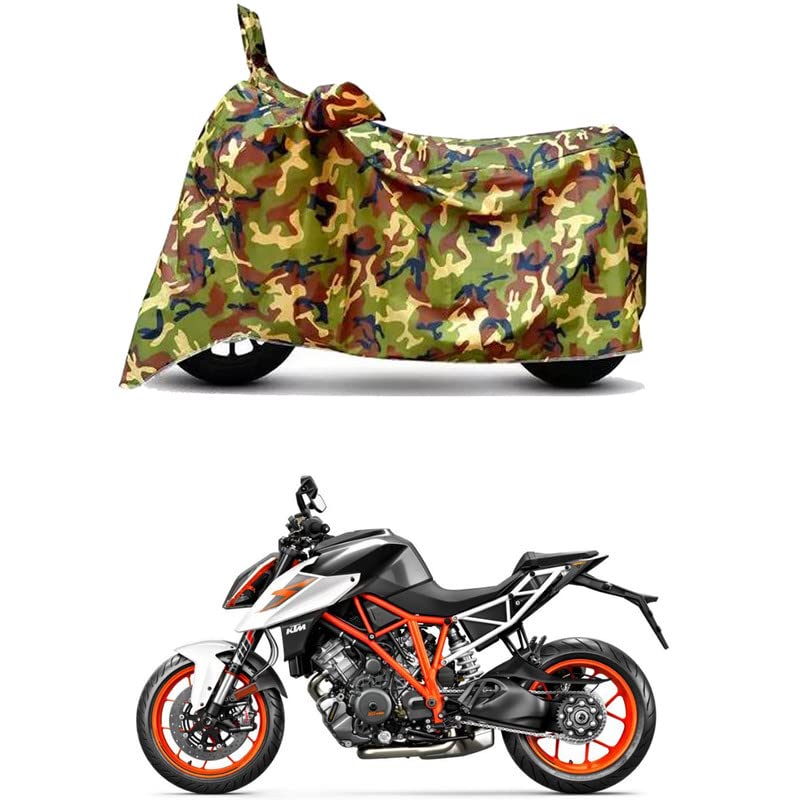 Image of Waterproof 100% PVC Coated Bike Scooty Two Wheeler Body Cover Compatible for KTM 1290 Super Duke R STD /UV-Rays /Heat Protection /Birds Dropping /Scratchproof /Dust Proof /All [6X6 Jungle Print]