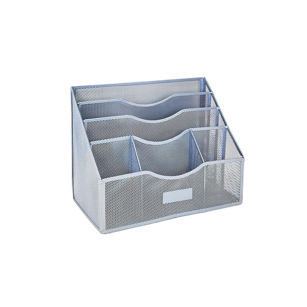 J9V4G6S3B5 Desktop File Rack Vertical File Folder Holder Organizer, Sorter for Paper Magazine Documents(Silver)
