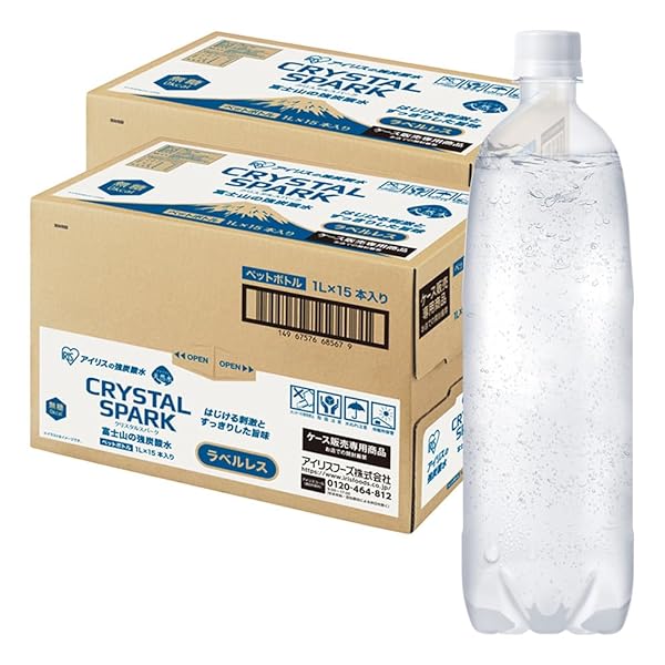 アイリスオーヤマ 炭酸水 ラベルレス 富士山の強炭酸水 1000ml ×30本