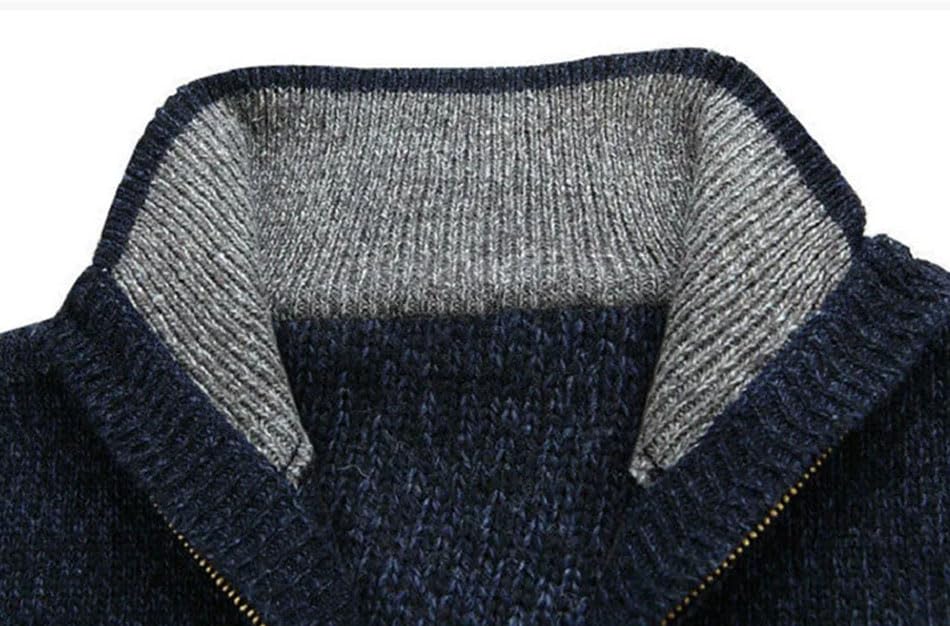 Men's Full Zip-Up Textured Slim Fit Cardigan Stand Neck Sweatercoat Trendy Casual Knitted Clothing4