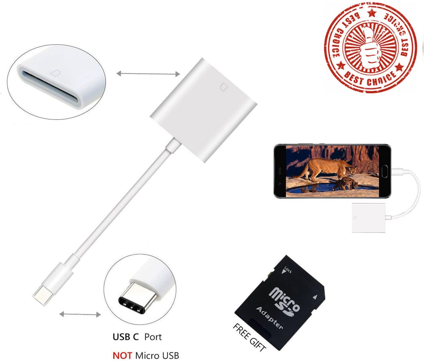 USB 3.1 Type C to SD Card Reader Adapter. USB-C to SD SDXC Camera Card Viewer Reader for Android Smartphone Tablet [w/Type-C and OTG Function] & Apple MacBook Pro & More USB-C Devices (T1)