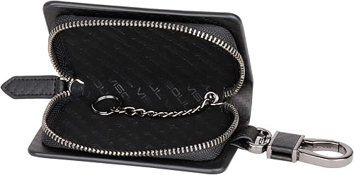 Miniatura 4 de VISOUL Funda de cuero para llavero de automóvil para hombres y mujeres, funda protectora de llavero inteligente con gancho de metal y llavero