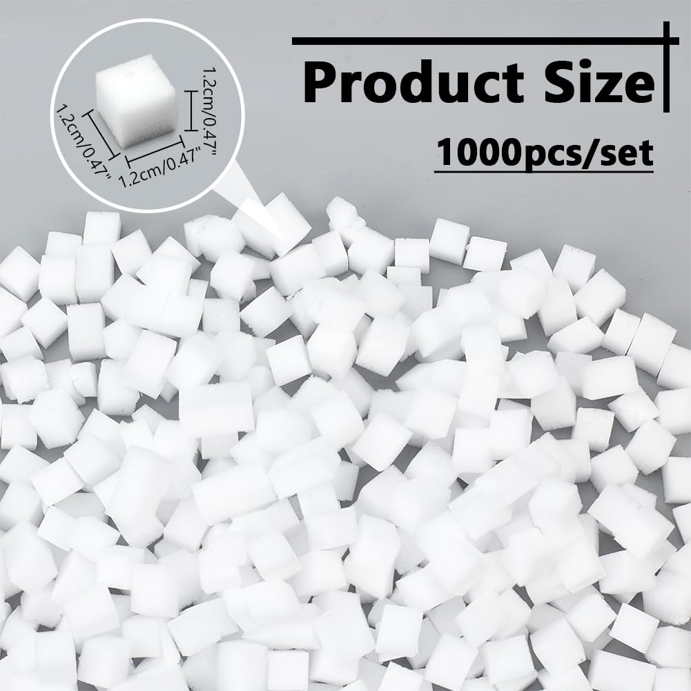 NBEADS 1000Pcs Jelly Cubes for Accessories, 0.5x0.5 Inch Craft Sponge Balls DIY Art Crafts Birthday Party Favors for Gift Box Filler Cube Wedding Holiday Crafts Making, White