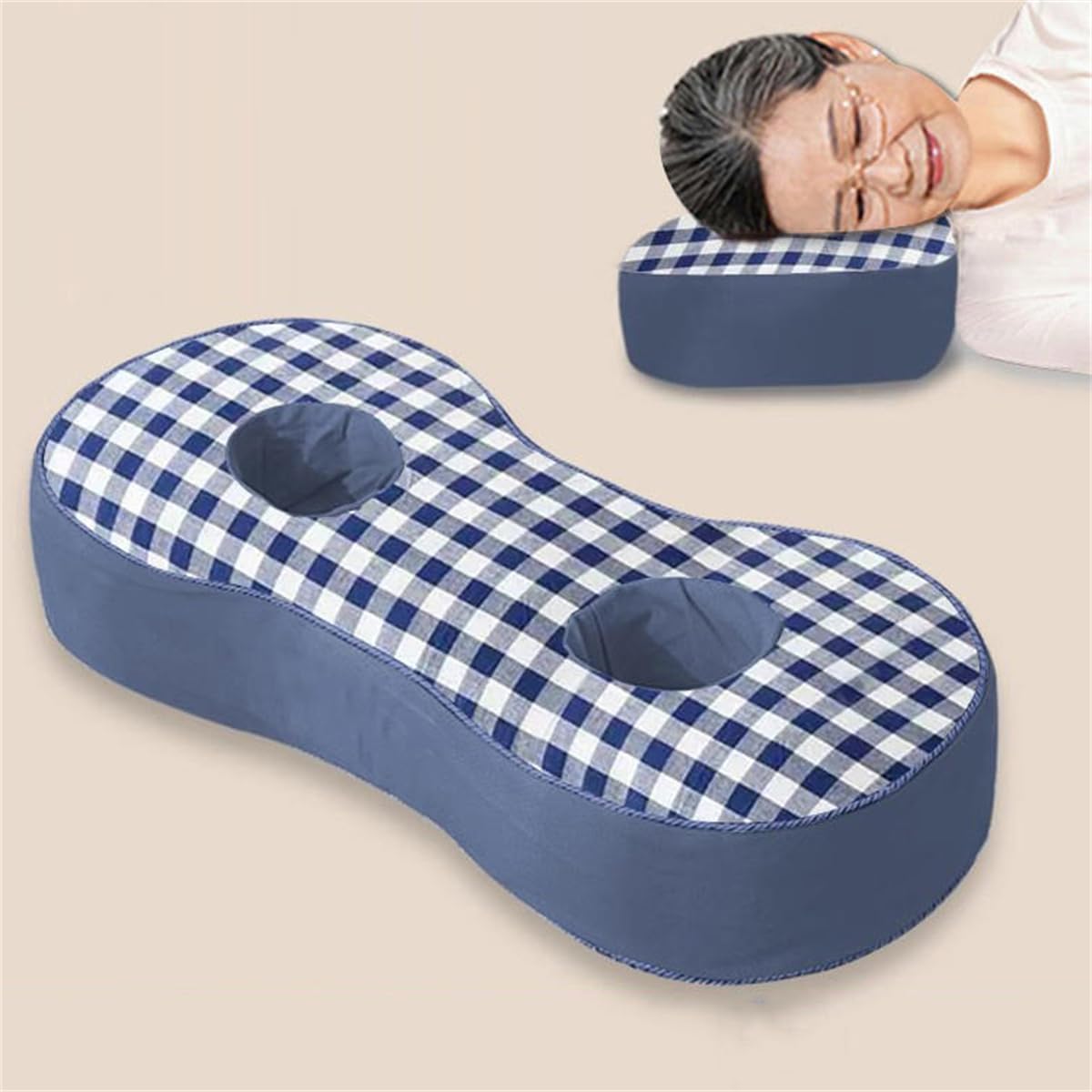 B,Double-Hole Ear Piercing Pillow,Travel Friendly CNH Pillow with Removable Pillowcase,Ear Pain & Post-Piercing Relief,Ear Piercing Protection