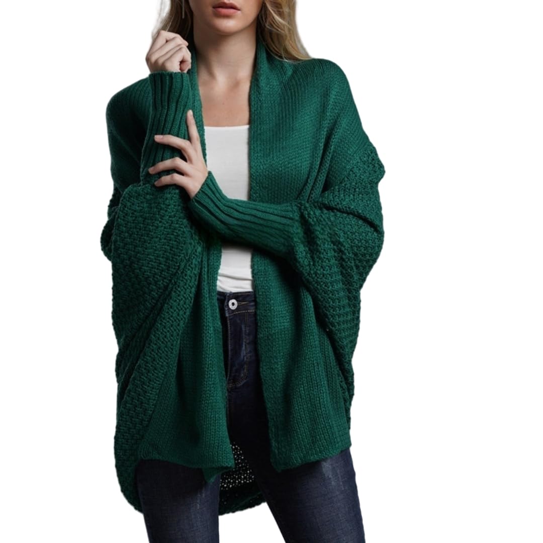 Damen Oversized Strickjacke Offene Vorderseite Grobstrick Kimono Strickjacke Slouchy Wrap Fledermausärmel Gestrickte Pullover Tops Leichte Herbststrick Outwear