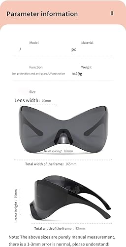 Miniatura 7 de Y2K - Gafas de sol de gran tamaño con escudo futurista masculino femenino envolvente de moda máscara máscara gafas de sol futurista de moda