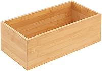 Vista 8 de mDesign Caja organizadora de madera de bambú para cocina, despensa y cajón; soporte para aperitivos, cajas de jugo, utensilios, té, café, colección