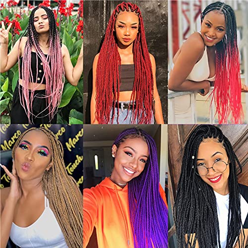 Prestretched Braiding Hair Red Hot Water Setting Braiding Hair 26 Inch 8Packs Professional Itch Free Synthetic Fiber Corchet Braids Yaki Texture Hair Extensions(Wine Red Color 26" 8Packs) #TOP4