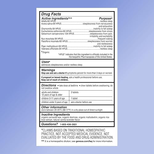 Vista 6 de Genexa Sleepology® Ayuda para dormir nocturna, 60 tabletas, ayuda para dormir por la noche para ayudarte a conciliar el sueño, despertar renovado