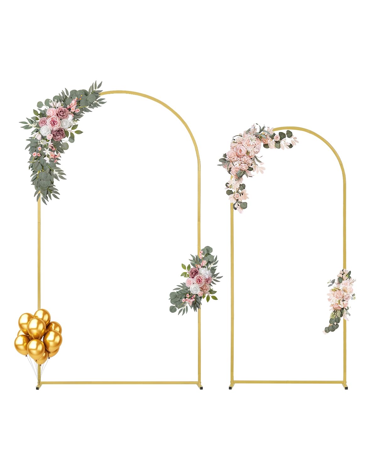 VEVOR Support de Fond Arche de Mariage, Lot de 2, Support Stable Métal, 2200 mm, 1805 mm, Barre Transversale de Châssis, Facile à Assembler, pour Anniversaire, Célébration, Cérémonie, Fêtes, Doré