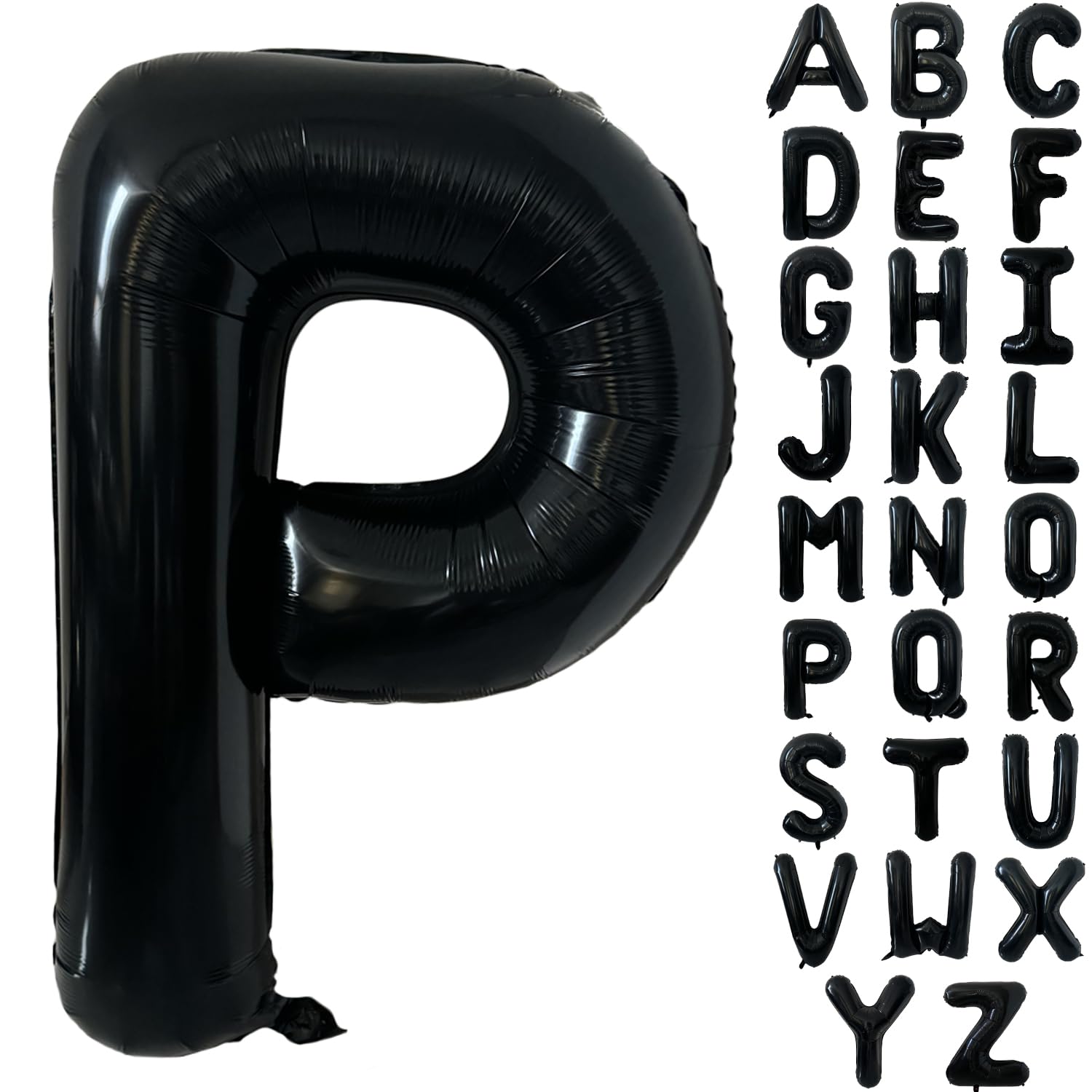 Black Alphabet Balloon Large Mylar Foil Helium Letter Balloons 40 Inch Black Balloons Alphabet Letters for Birthday Bridal Shower Anniversary Decorations (Letter P) — image 1