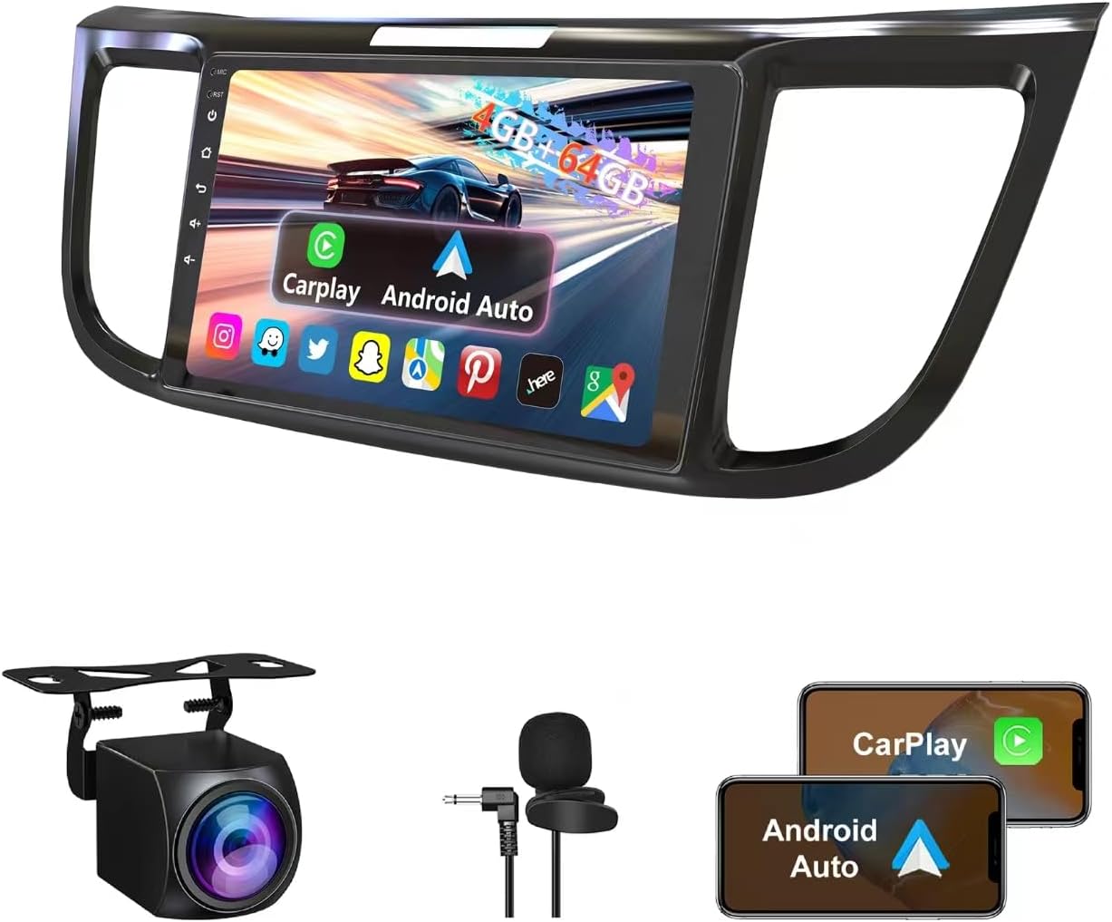 8-core 4+64G Android 14 Car Radio for Honda CRV 2012-2016 10 Inch IPS Touch Screen, Android Radio Stereo for CRV with Bluetooth/WiFi/GPS/FM/SWC/Backup Camera