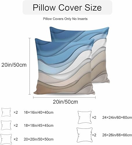 Miniatura 7 de Juego de 2 fundas de almohada modernas para exteriores, diseño de líneas geométricas onduladas, impermeables, decorativas, impermeables, para sofá,