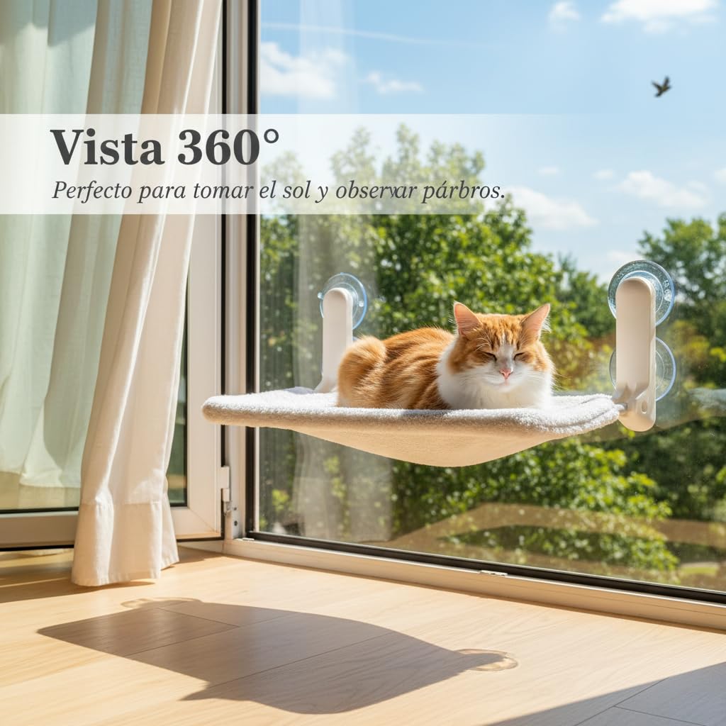 Amaca per Gatti a Ventosa Pieghevole, 超柔水晶绒-秋冬款【免安装-吸盘固定】, 60 * 30 cm | Instzione con ventose - adatta tutte stagioni - capacità di carico 20 per gatti di casa - per gatti anziani