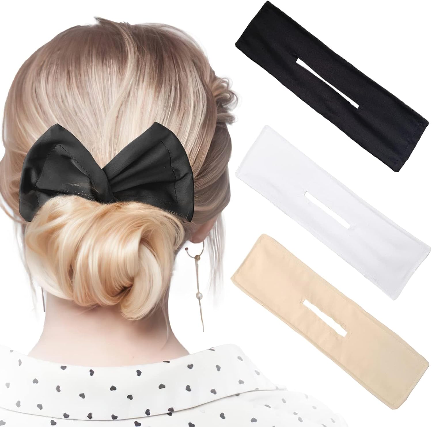 YHCG 3 Pieces Hair Bun Maker, Deft Bun for Hair Twister, Flexible Donut Hair Bun, Lazy Hair Curler Bun Clips, Fashion French Hairstyle, Hair Accessories for Women & Girls Kids (Black, White, Nude)