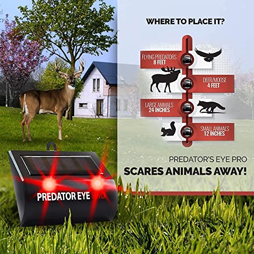 ASPECTEK Predator Eye PRO - Solar-Powered Predator Light with Kick Stand, 4600 Sq. Ft. Coverage for Night-Time Animal Control and Pest Repeller, 2 Pack