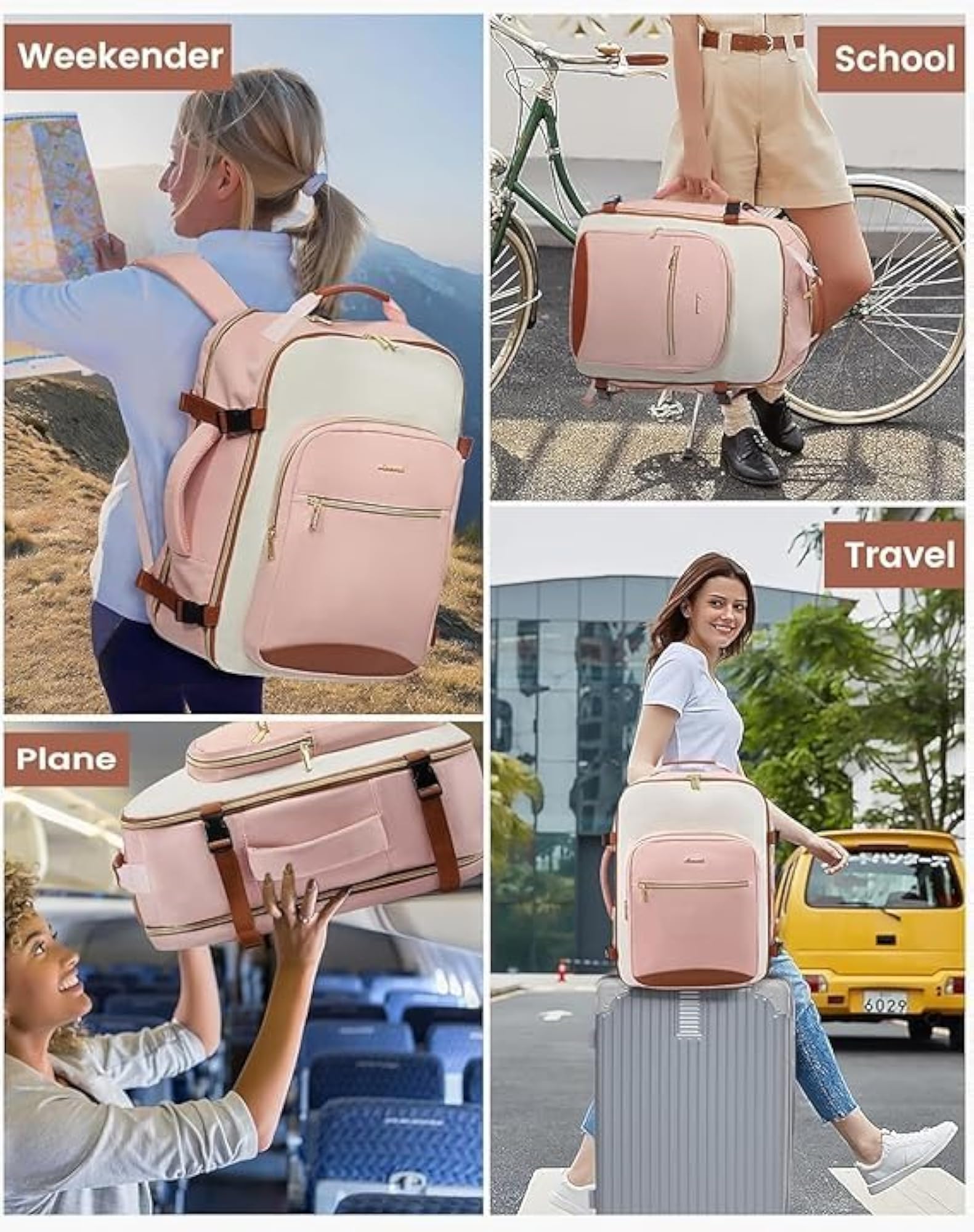 40L Large Travel Backpack for Women & Men, Airline Approved