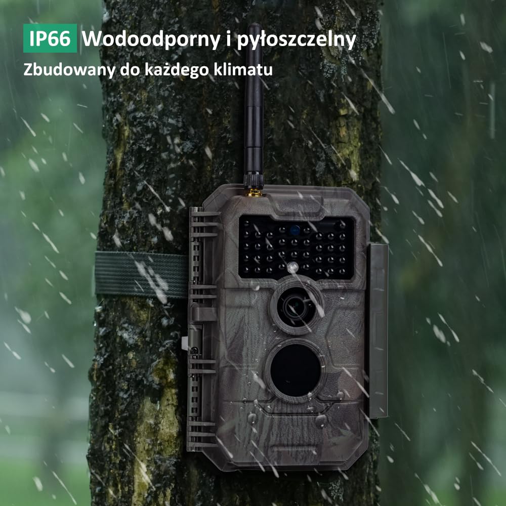 GardePro E6 kamera do obserwacji dzikich zwierząt, antena WLAN 48 MP 1296p z czujnikiem ruchu, widoczność w nocy, brak blasku, na podczerwień 940 nm, diody LED IP66, wodoszczelność H.264, szeroki kąt